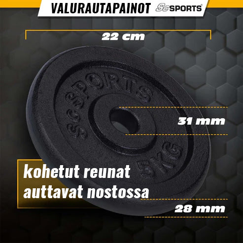 Čuguna svaru disku komplekts 30/31 mm 10–40 kg