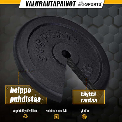 Čuguna svaru disku komplekts 30/31 mm 10–40 kg