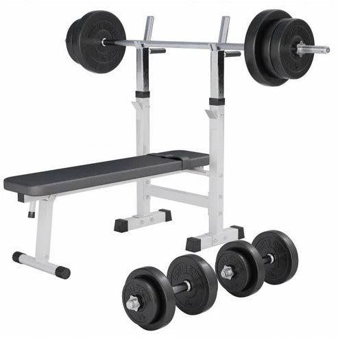 Regulējams svarcelšanas sols ar 100 kg svaru komplektu