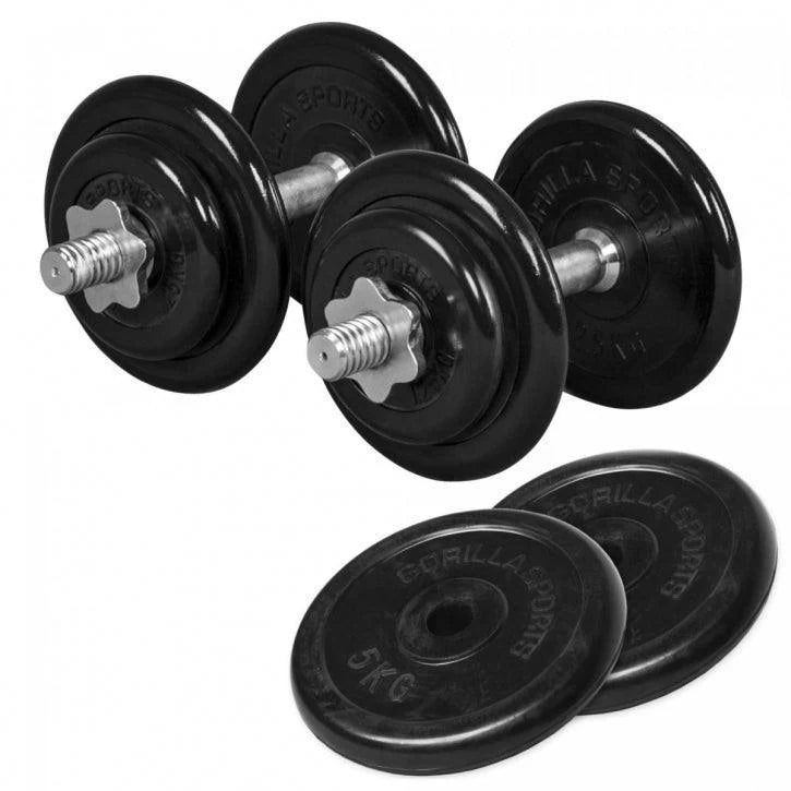Gumijotu hanteļu komplekts 20 kg + 2 x 5 kg