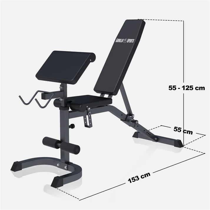 Regulējams slīpais sols ar bicepsa balstu, melns