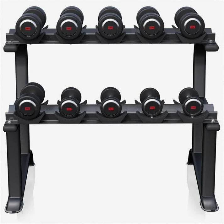 Fiksēto hanteles komplekts 90 kg ar statīvu