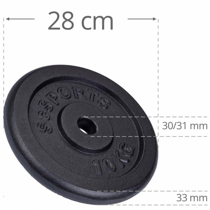 ScSPORTS čuguna svaru diski 2 x 10 kg, 30 mm