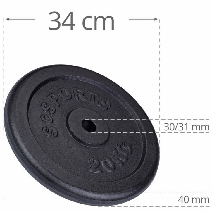 ScSPORTS čuguna svaru disks 20 kg, 30 mm