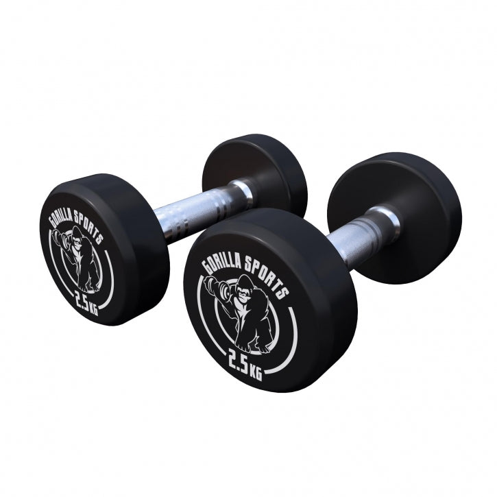 Pro fiksēts hanteļu pāris, ar gumijas pārklājumu, 2,5–15 kg
