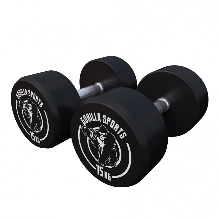 Pro fiksēts hanteļu pāris, ar gumijas pārklājumu, 2,5–15 kg