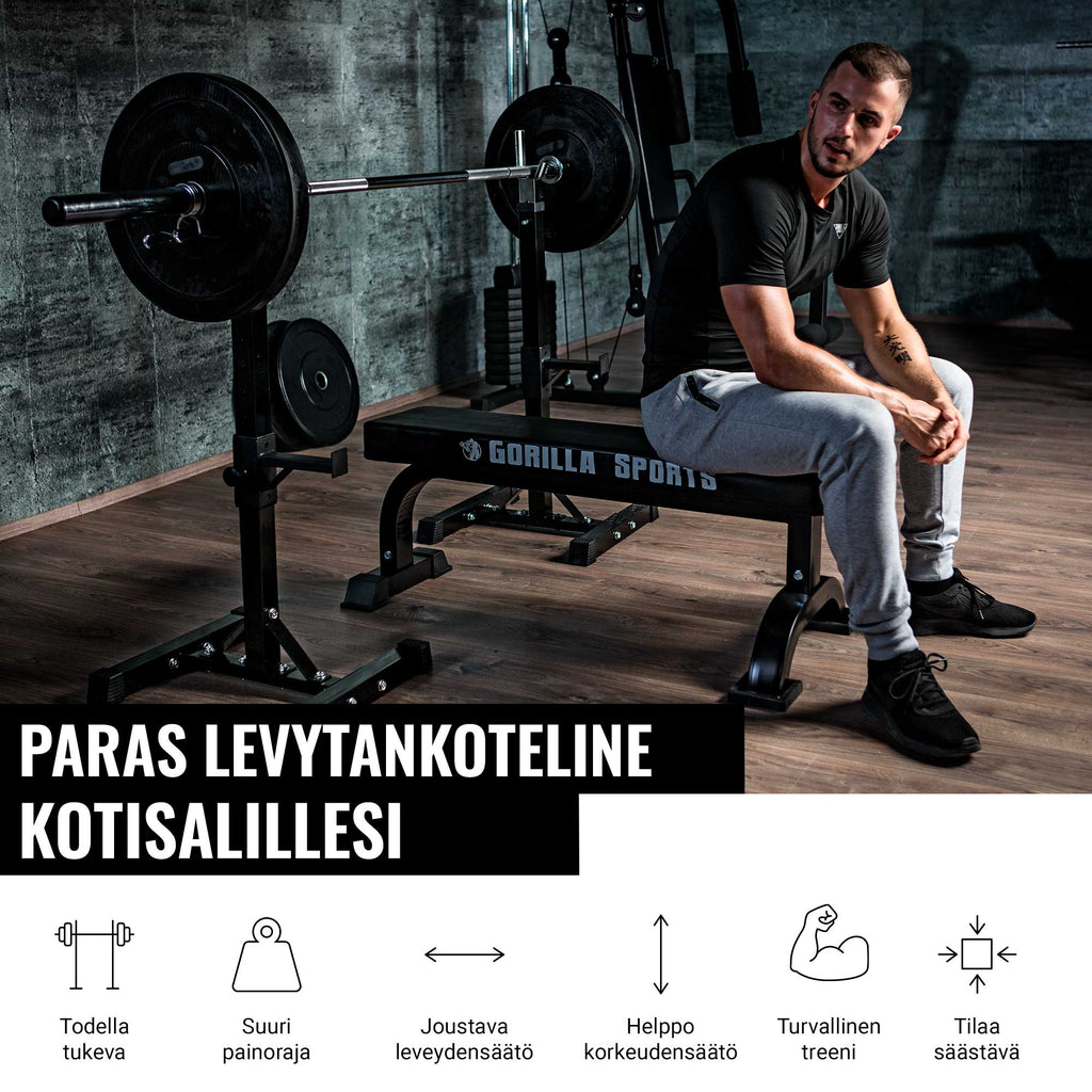 Regulējami pietupienu statīvi ar drošības balstiem, melni