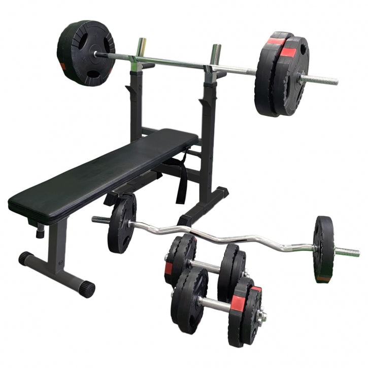 Regulējams svarcelšanas sols + 100 kg Tri Grip komplekts, melns