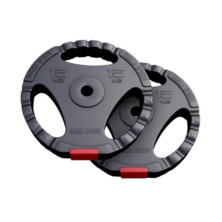 Vinila svaru diski 2 x 15 kg ar satvēriena rokturiem, 30 mm
