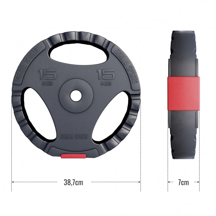Vinila svaru diski 2 x 15 kg ar satvēriena rokturiem, 30 mm