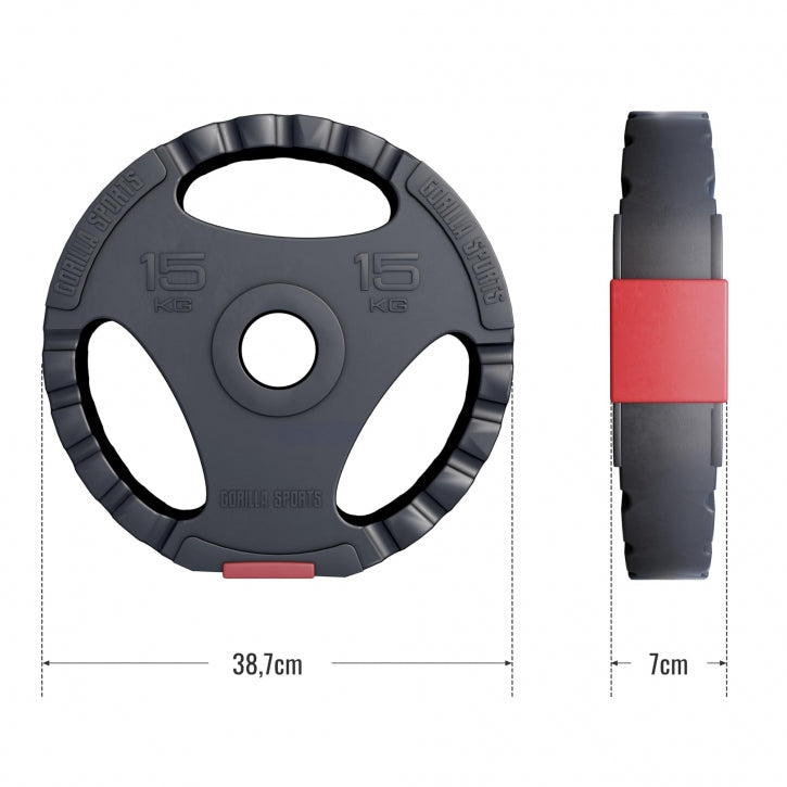 Tri Grip vinila svaru disks 15 kg 50 mm
