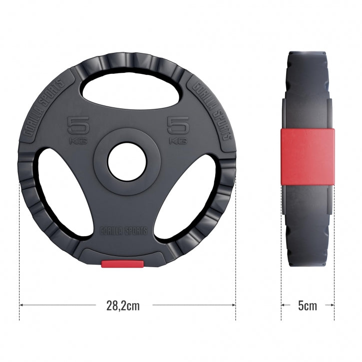 Tri Grip vinila svaru disks 5 kg 50 mm