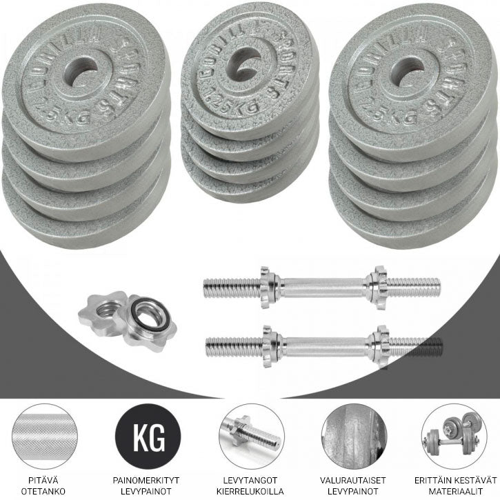 Svaru stieņa komplekts 100 kg ar čuguna svaru diskiem