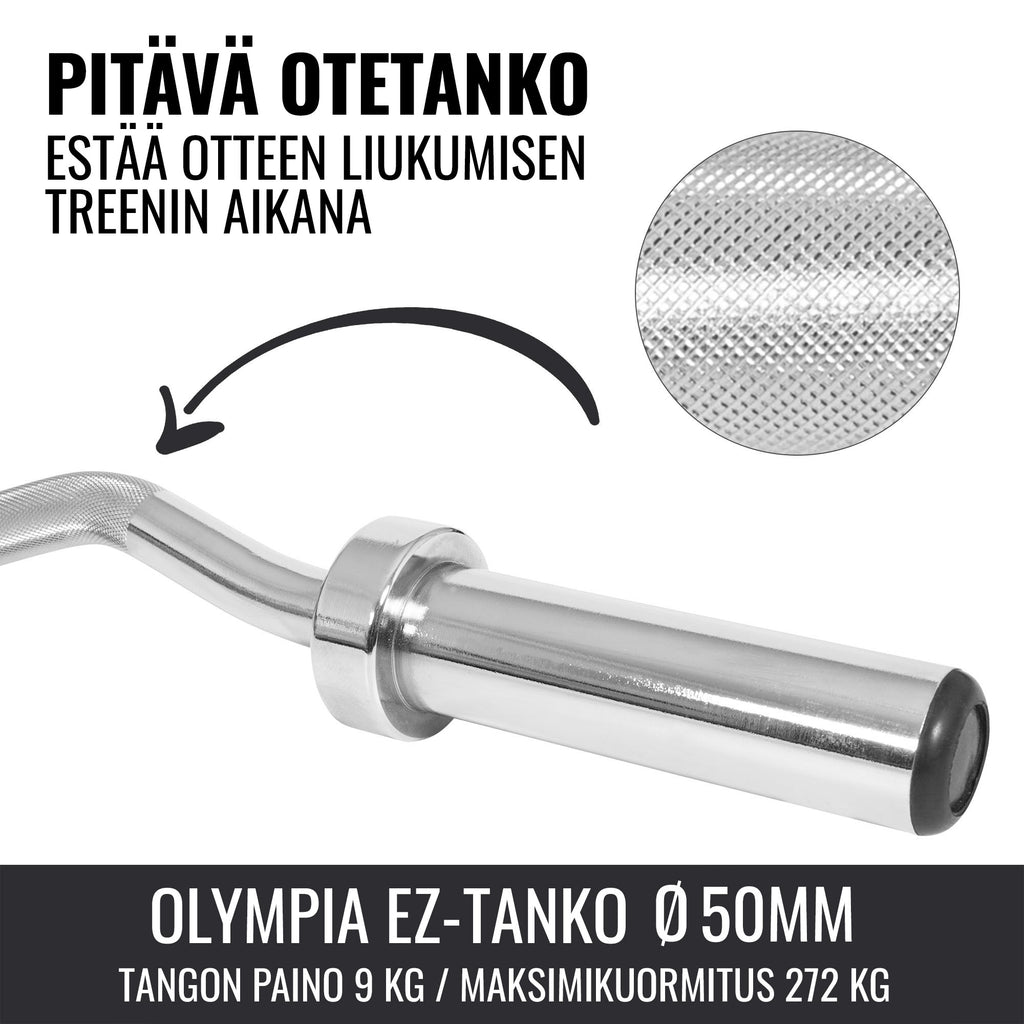Olimpiskais EZ izliektais stienis un hanteles stieņu komplekts 75 kg