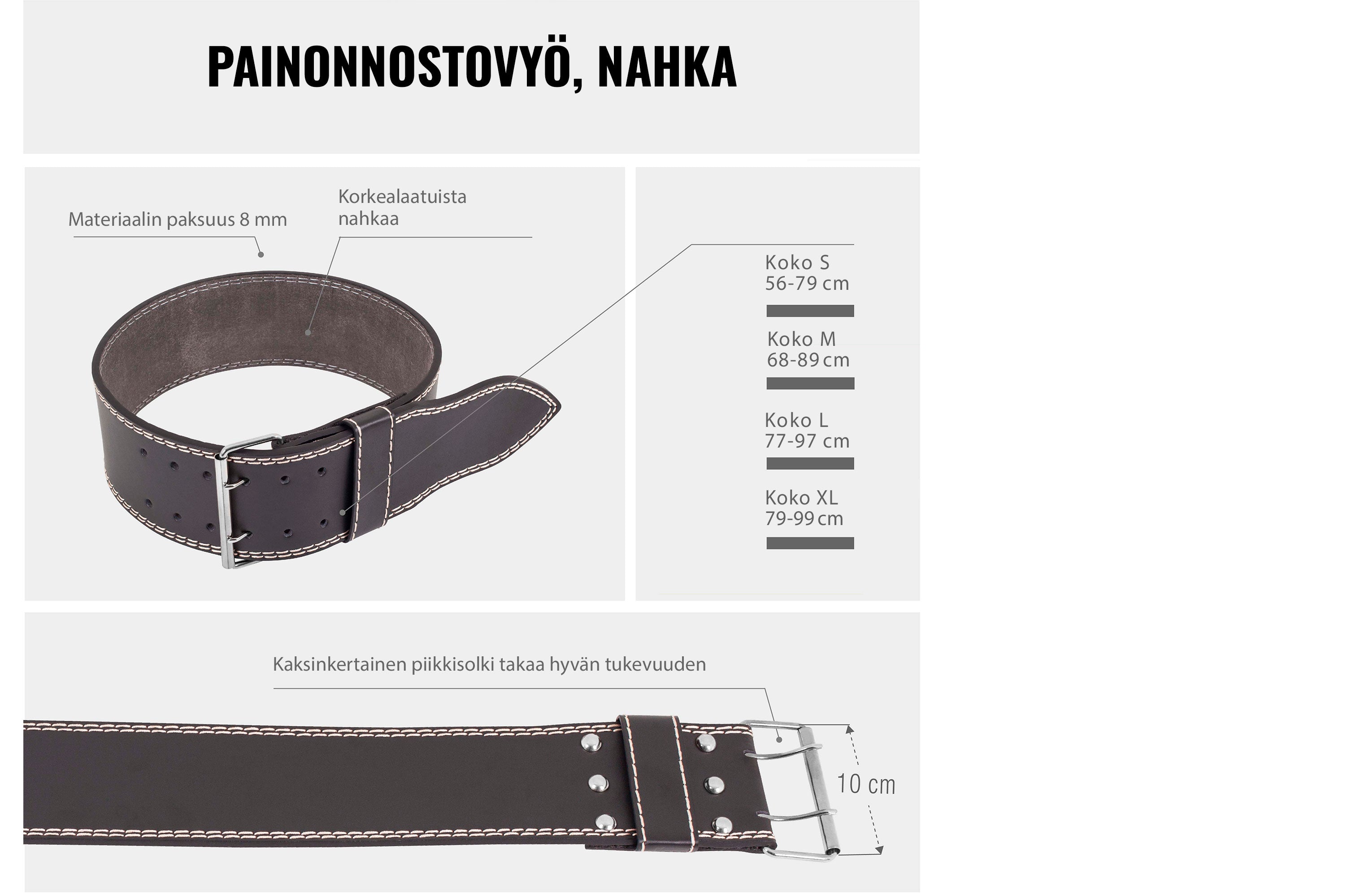 Ādas pauerliftinga josta XL 10 x 79–99 cm