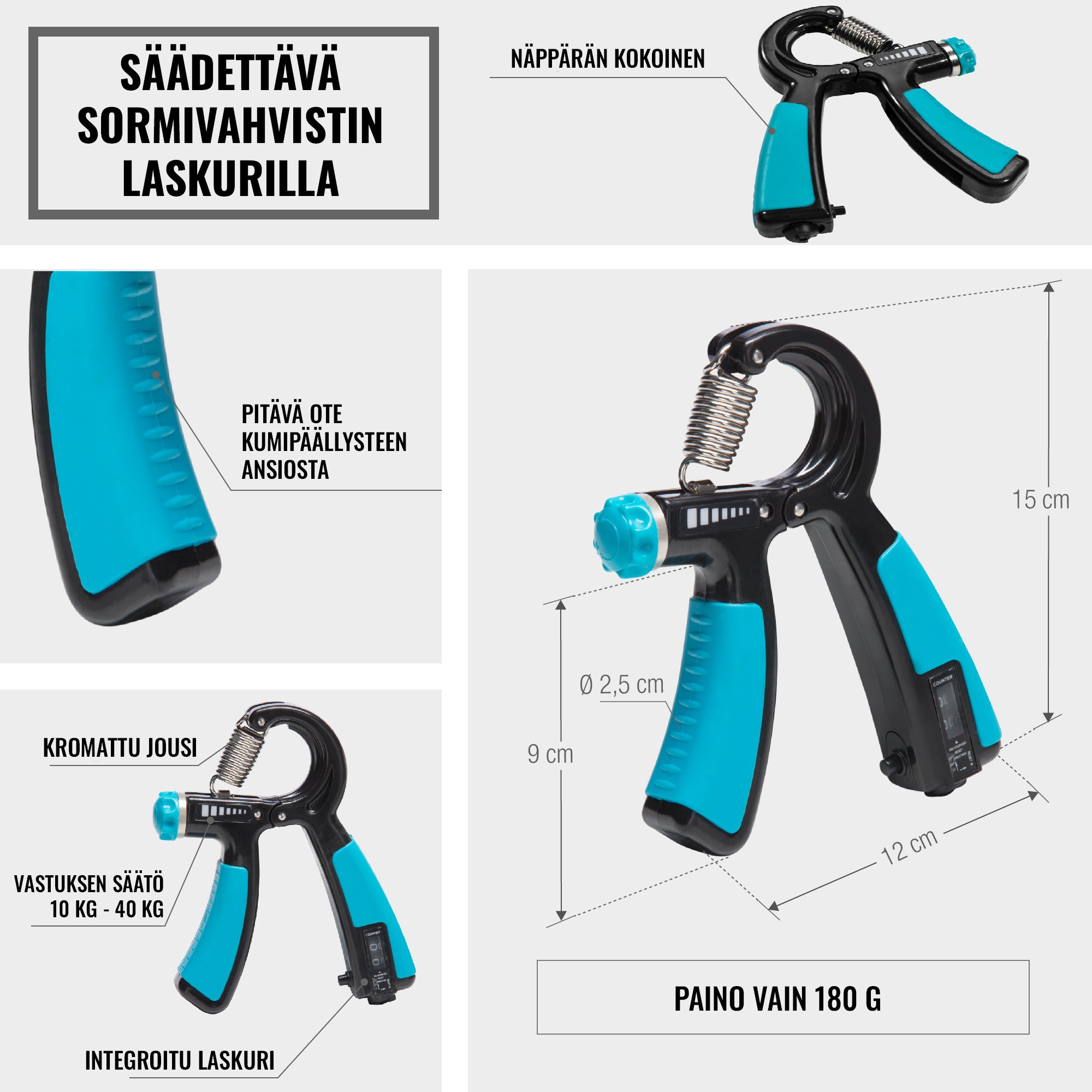 Regulējams roku espanders ar skaitītāju 5–60 kg