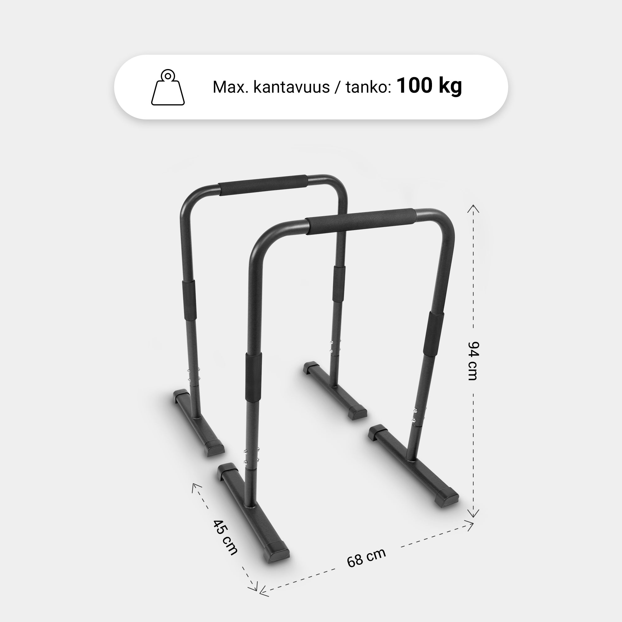 Līdztekas / atbalsta stieņi mājai 94 cm ķermeņa svara treniņiem