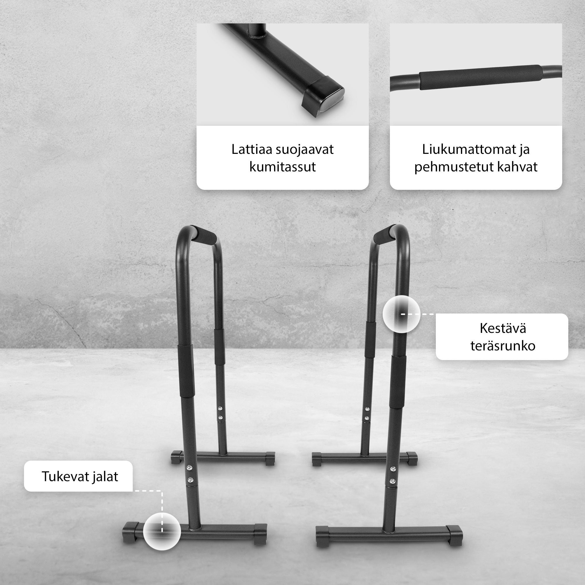 Līdztekas / atbalsta stieņi mājai 94 cm ķermeņa svara treniņiem