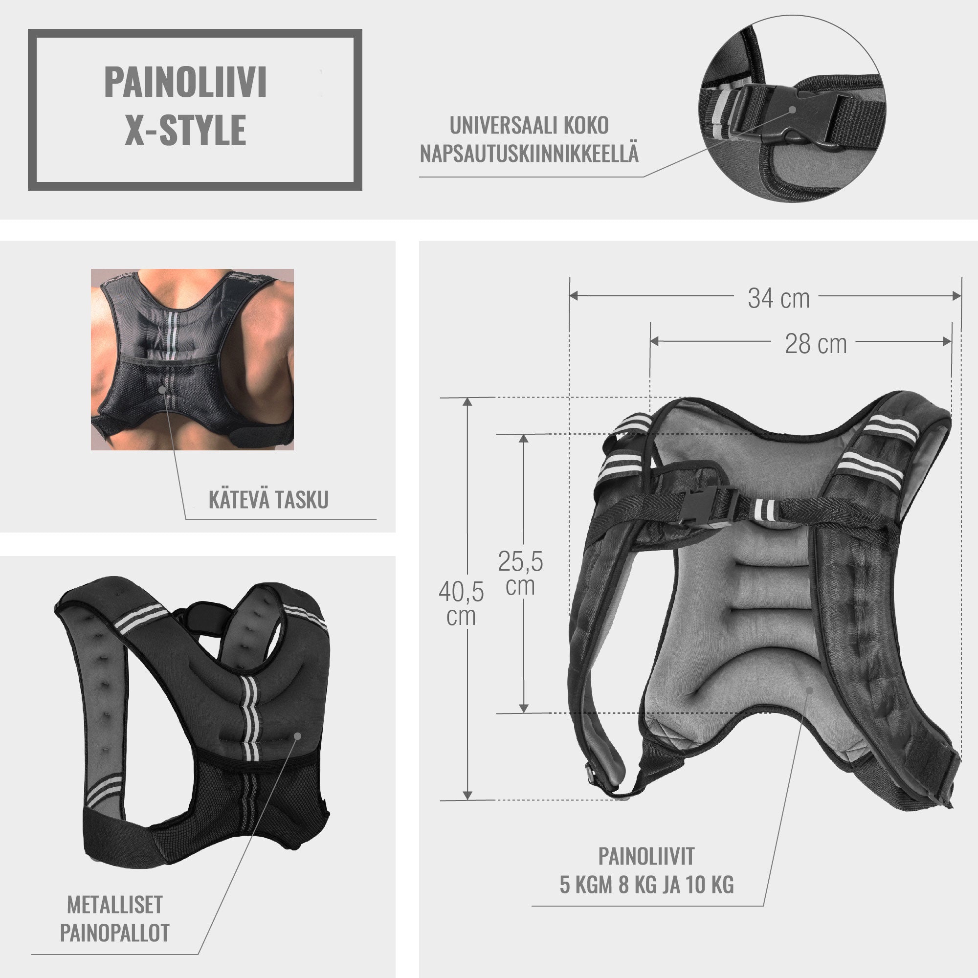 X-Style svaru veste 5 kg, pelēka