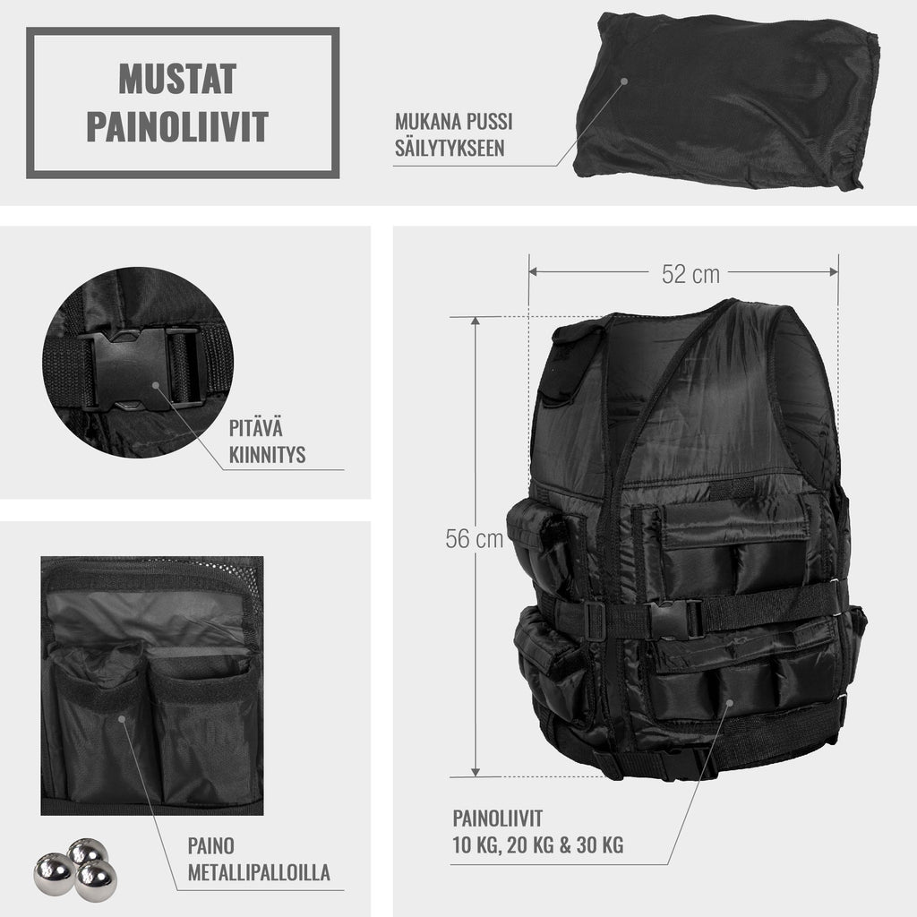 Regulējama svaru veste 20 kg, 56 x 52 cm