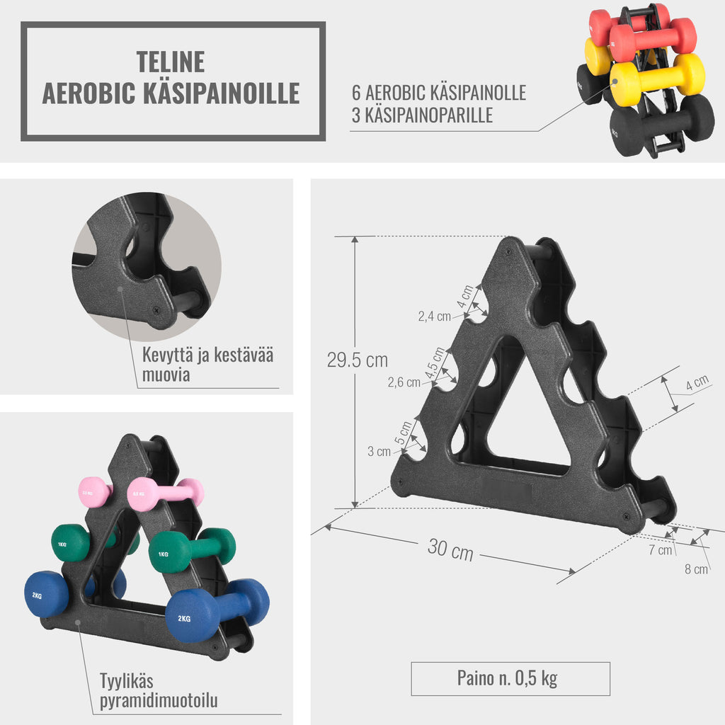 Trīsstūra hanteļu statīvs aerobika hantelēm