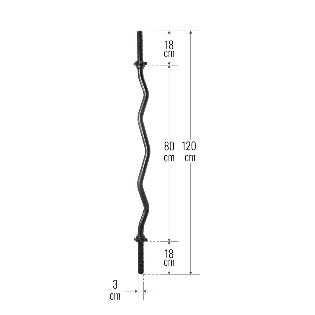 EZ bicepsa stienis 120 cm ar vītņotiem fiksatoriem, melns