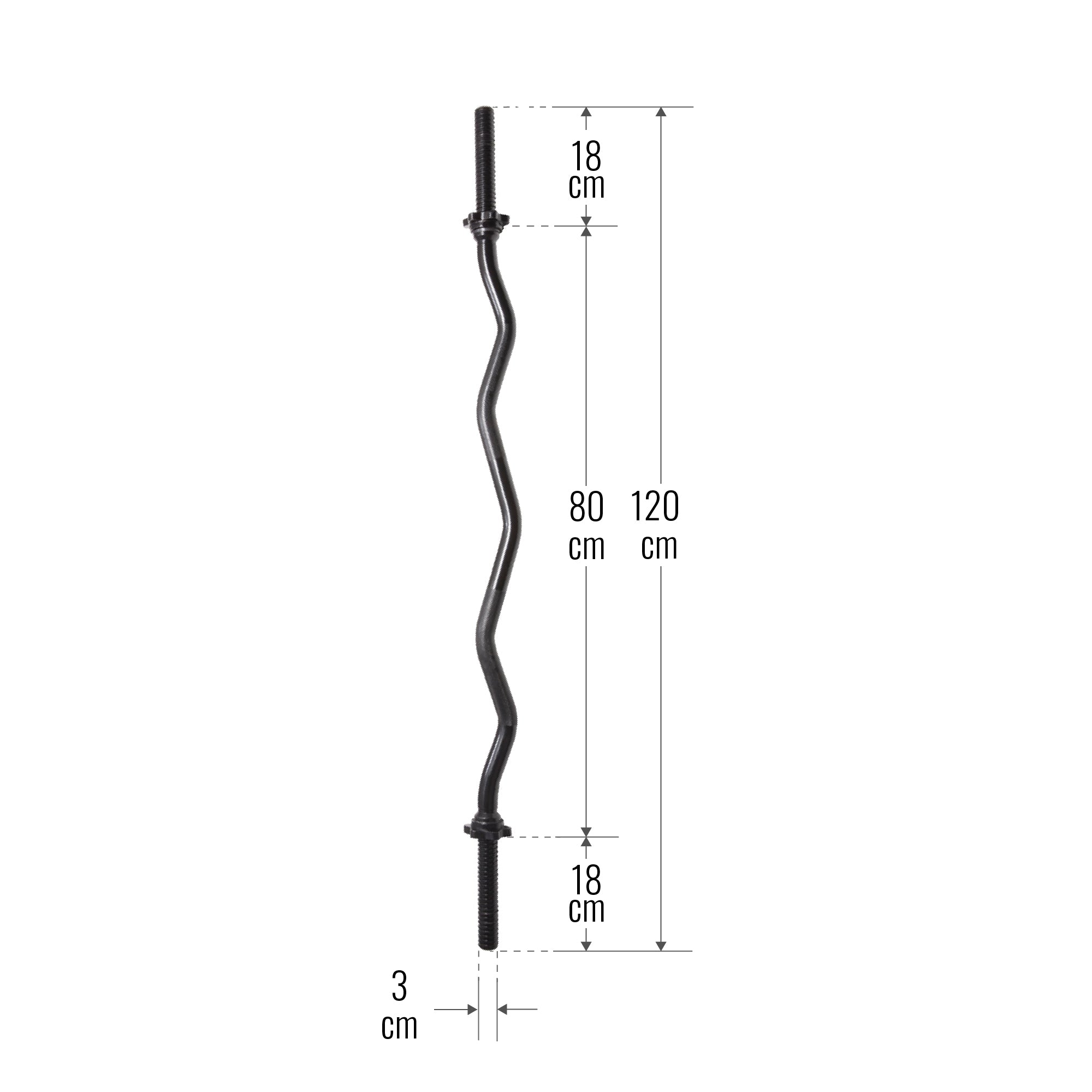 EZ bicepsa stienis 120 cm ar vītņotiem fiksatoriem, melns