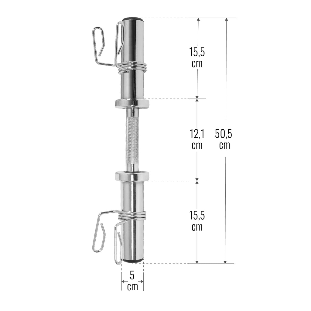 Hanteles stienis ar atsperu fiksatoriem 51 cm 50 mm svaru diskiem