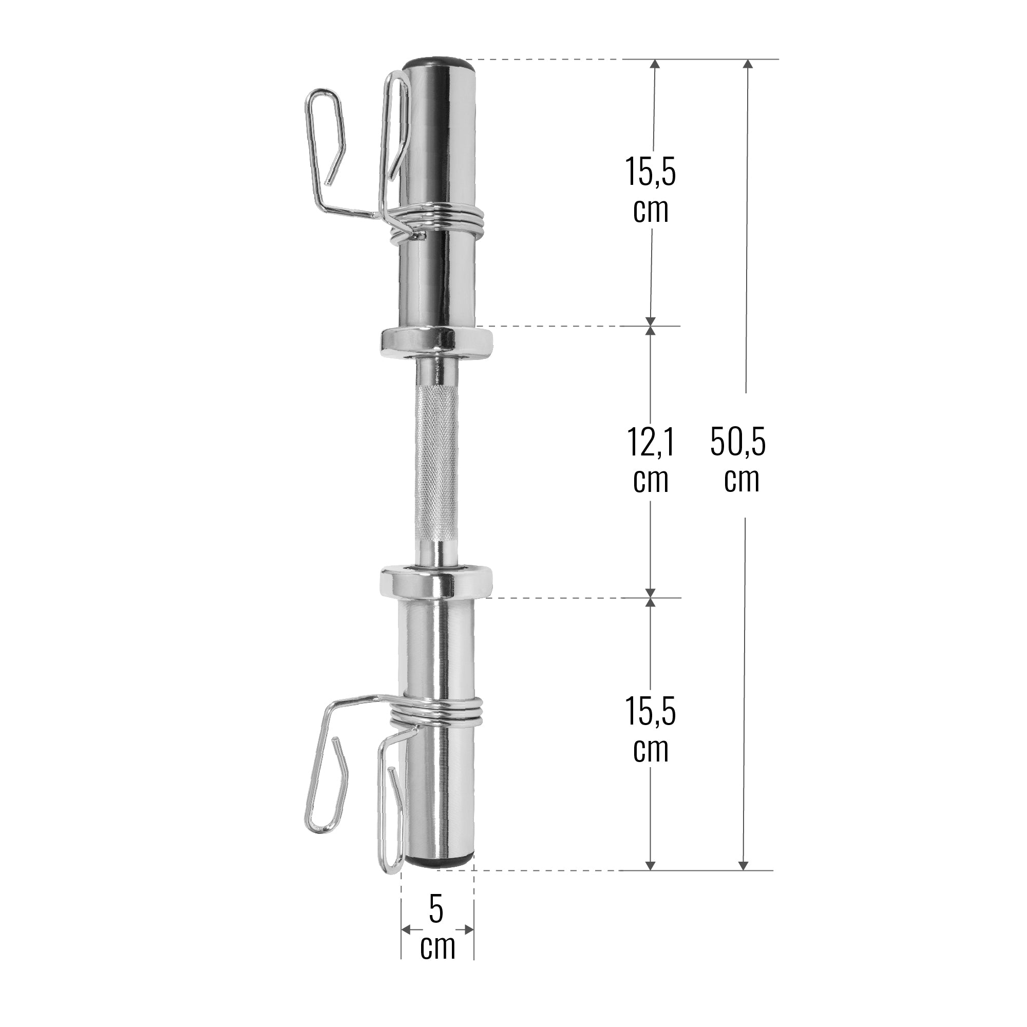 Hanteles stienis ar atsperu fiksatoriem 51 cm 50 mm svaru diskiem