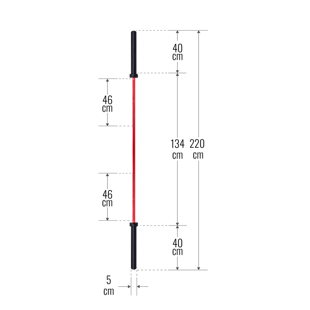 Olimpiskais svaru stienis 220 cm 20 kg sarkans/melns