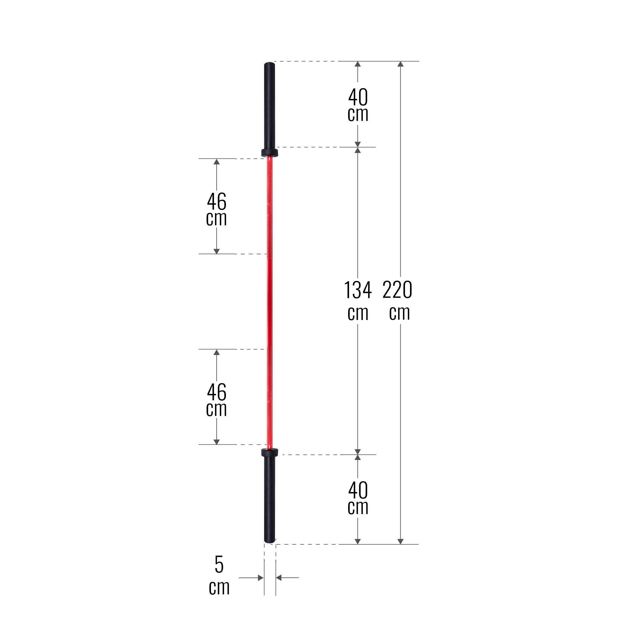 Olimpiskais svaru stienis 220 cm 20 kg sarkans/melns
