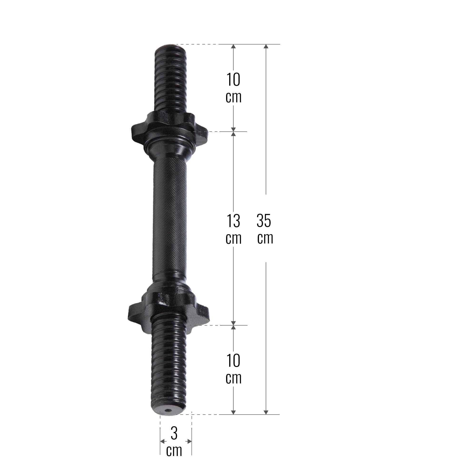 Hanteles stienis 35 cm ar vītņslēgiem, 30 mm