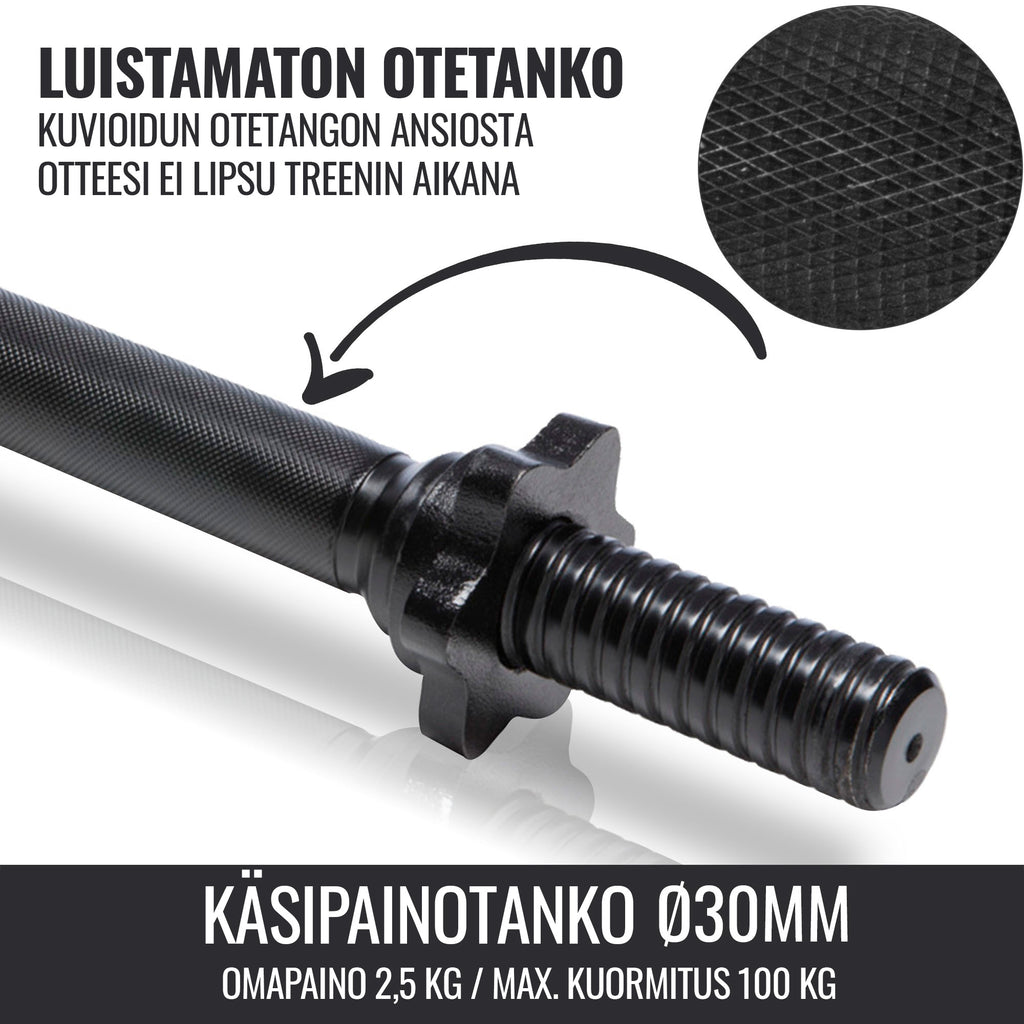 Hanteles stieņi ar vītņotiem fiksatoriem 30 mm, 35 cm, 2 gab.