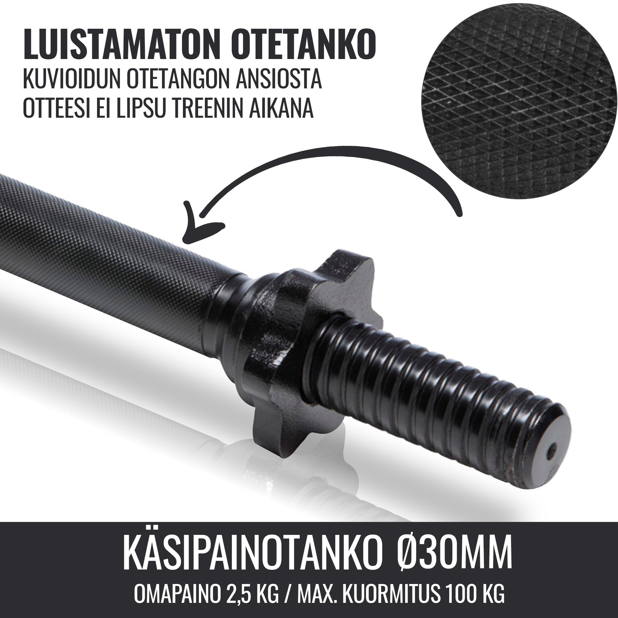 Hanteles stieņi ar vītņotiem fiksatoriem 30 mm, 35 cm, 2 gab.