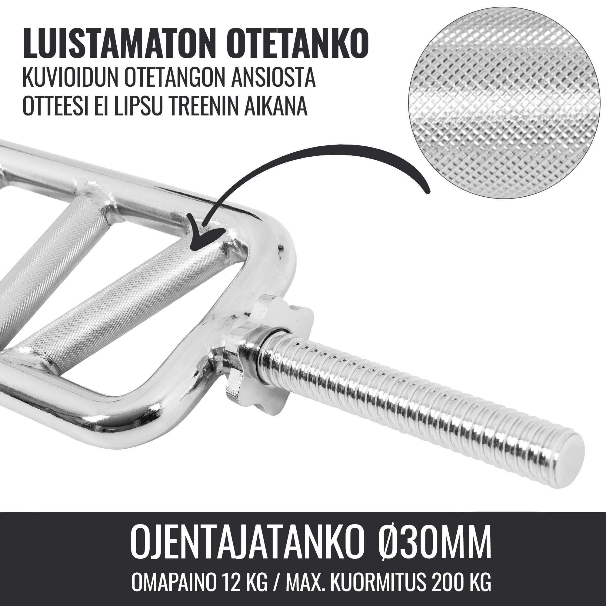Tricepsa stienis ar slīpo satvērienu un vītņotiem fiksatoriem