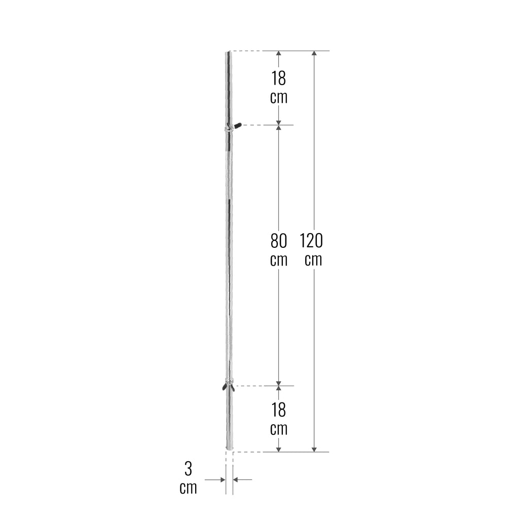 Taisns svaru stienis 120 cm ar atsperu fiksatoriem, 30 mm