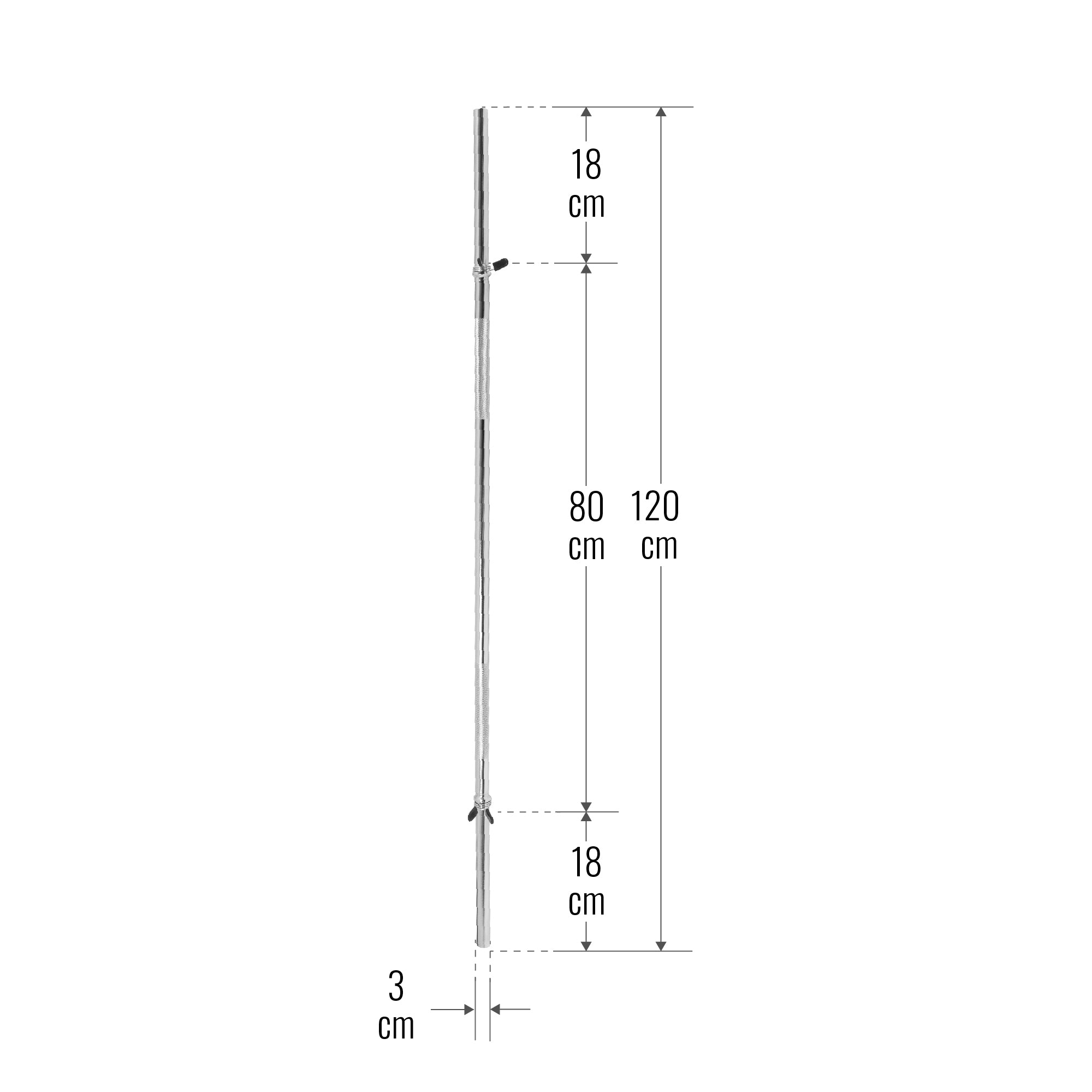 Taisns svaru stienis 120 cm ar atsperu fiksatoriem, 30 mm