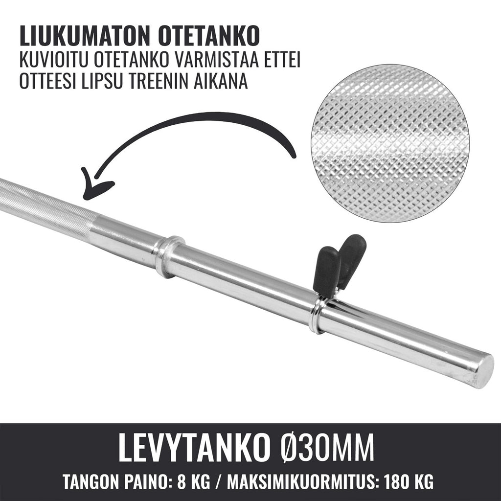 Taisns svaru stienis 120 cm ar atsperu fiksatoriem, 30 mm