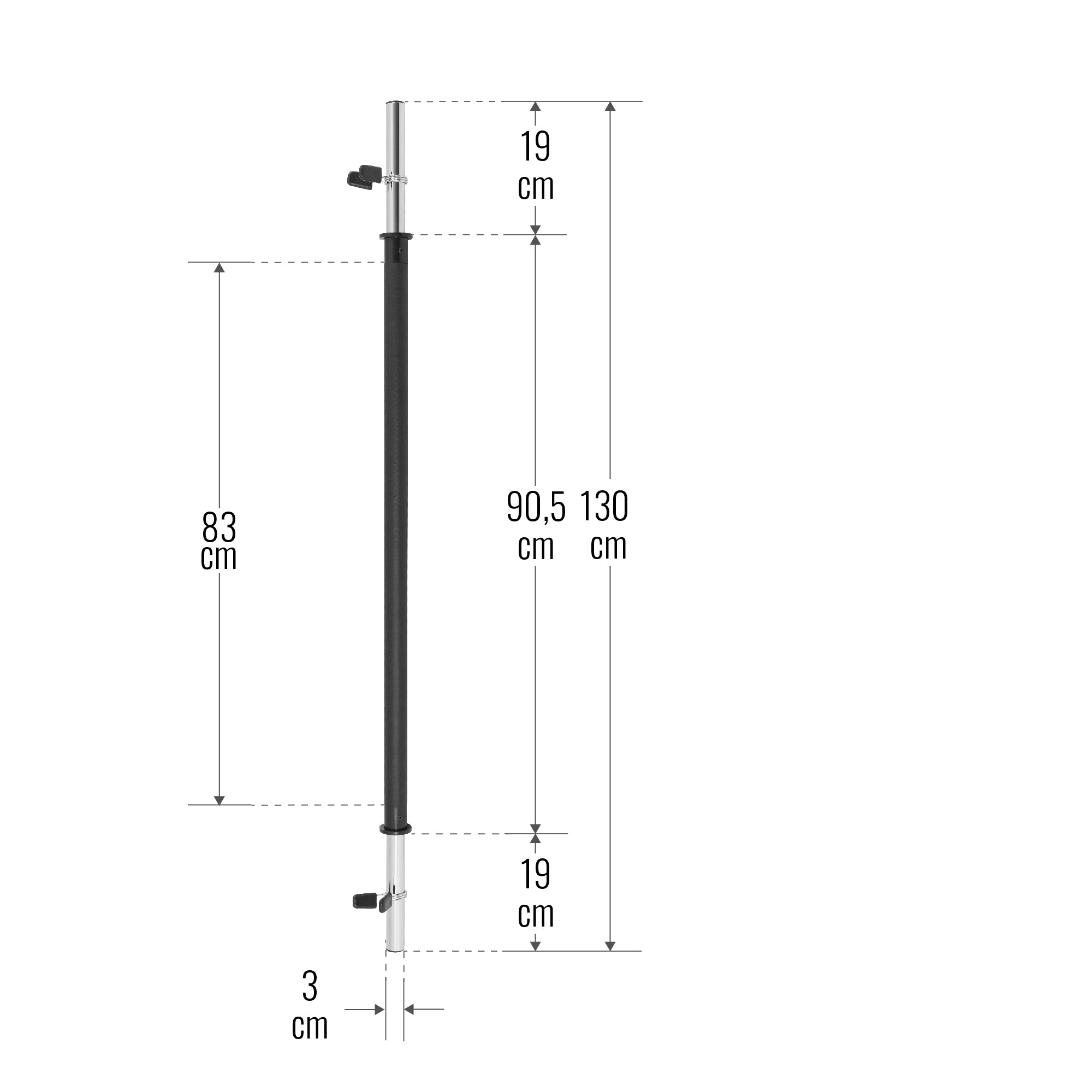 Aerobika stienis ar atsperu fiksatoriem 130 cm