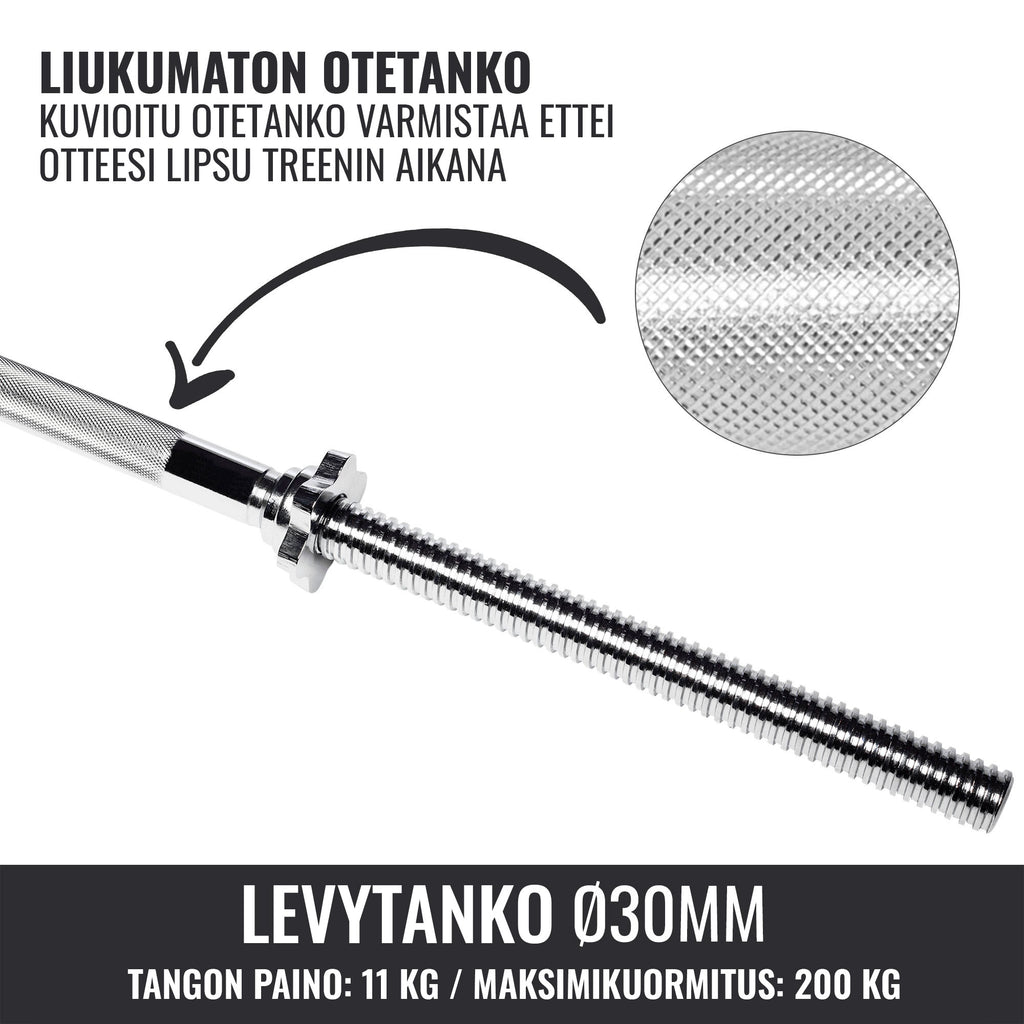 Taisns svaru stienis 180 cm ar vītņotiem fiksatoriem