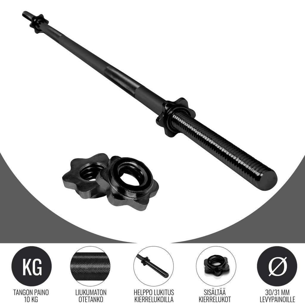 Taisns svaru stienis 170 cm ar vītņslēgiem, 30 mm