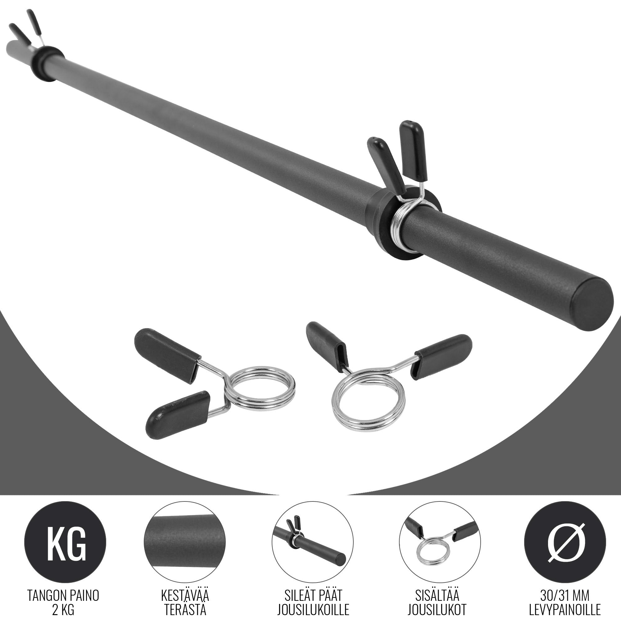 Aerobika/pump stienis 130 cm – ar atsperu fiksatoriem, melns