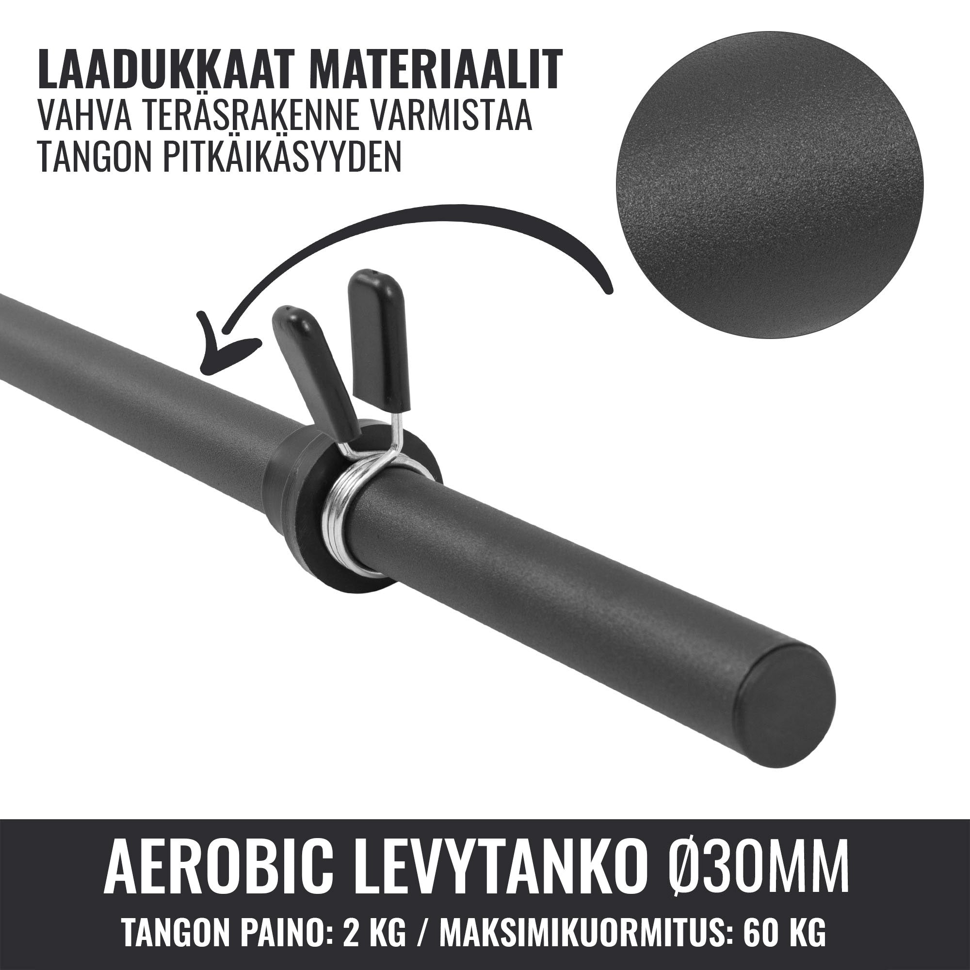 Aerobika/pump stienis 130 cm – ar atsperu fiksatoriem, melns