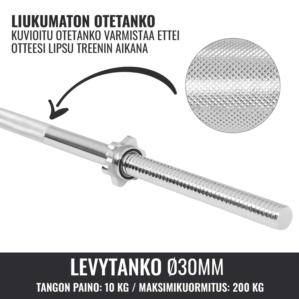 Taisnais svaru stienis 170 cm ar skrūvējamiem fiksatoriem, 30mm