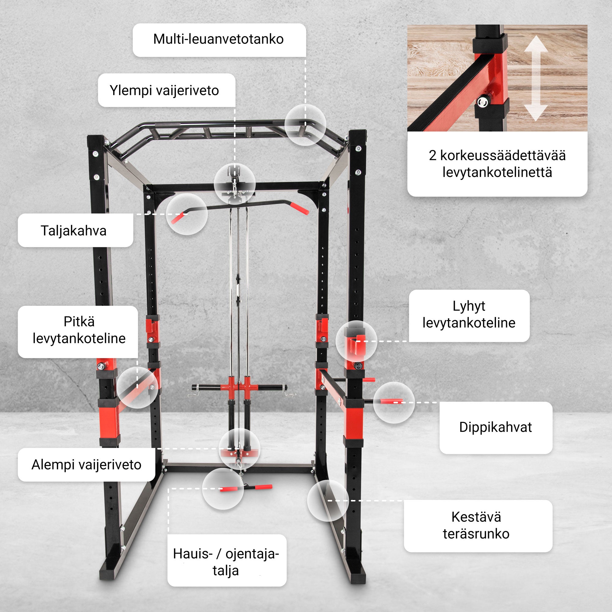 Power Rack pietupienu rāmis ar apakšējo un augšējo bloku