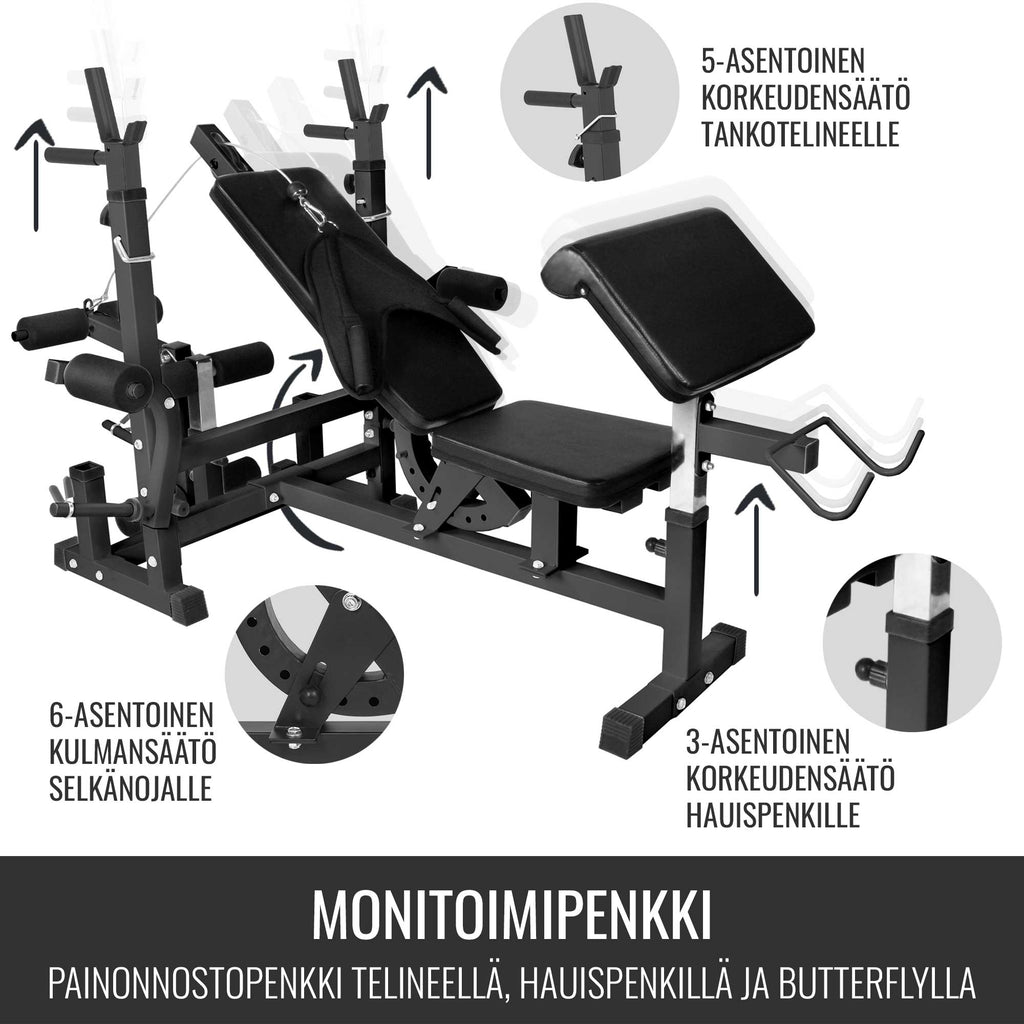 Regulējams daudzfunkcionāls sols max 280 kg, Black Edition