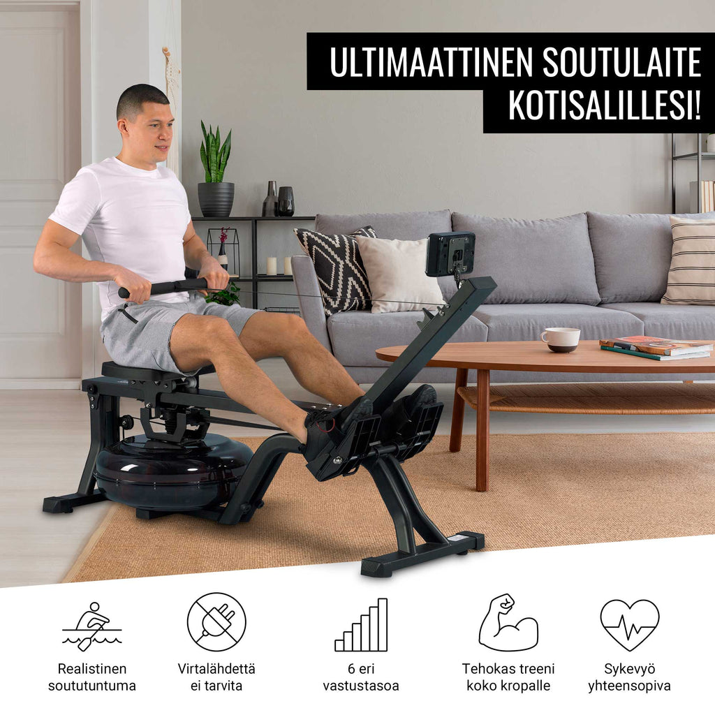 Ūdens pretestības airēšanas trenažieris ar treniņu datoru