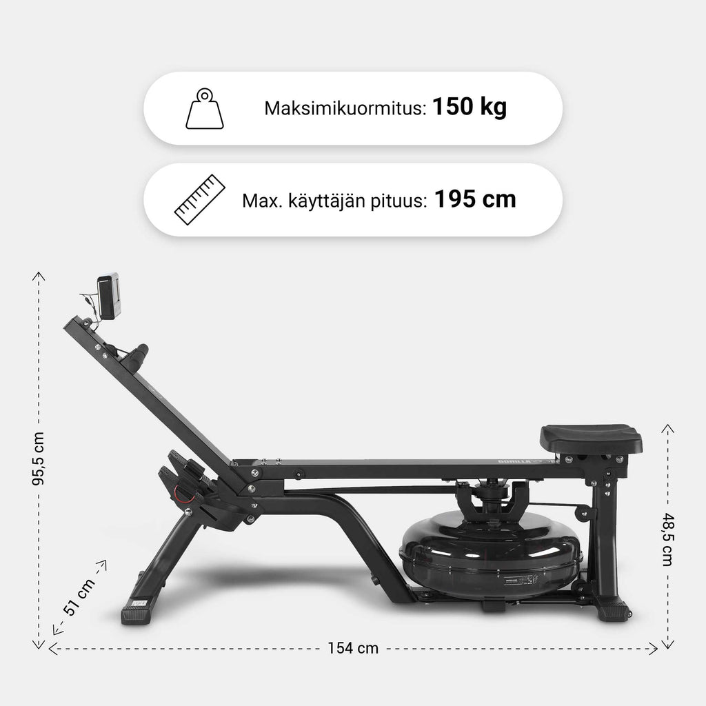 Ūdens pretestības airēšanas trenažieris ar treniņu datoru
