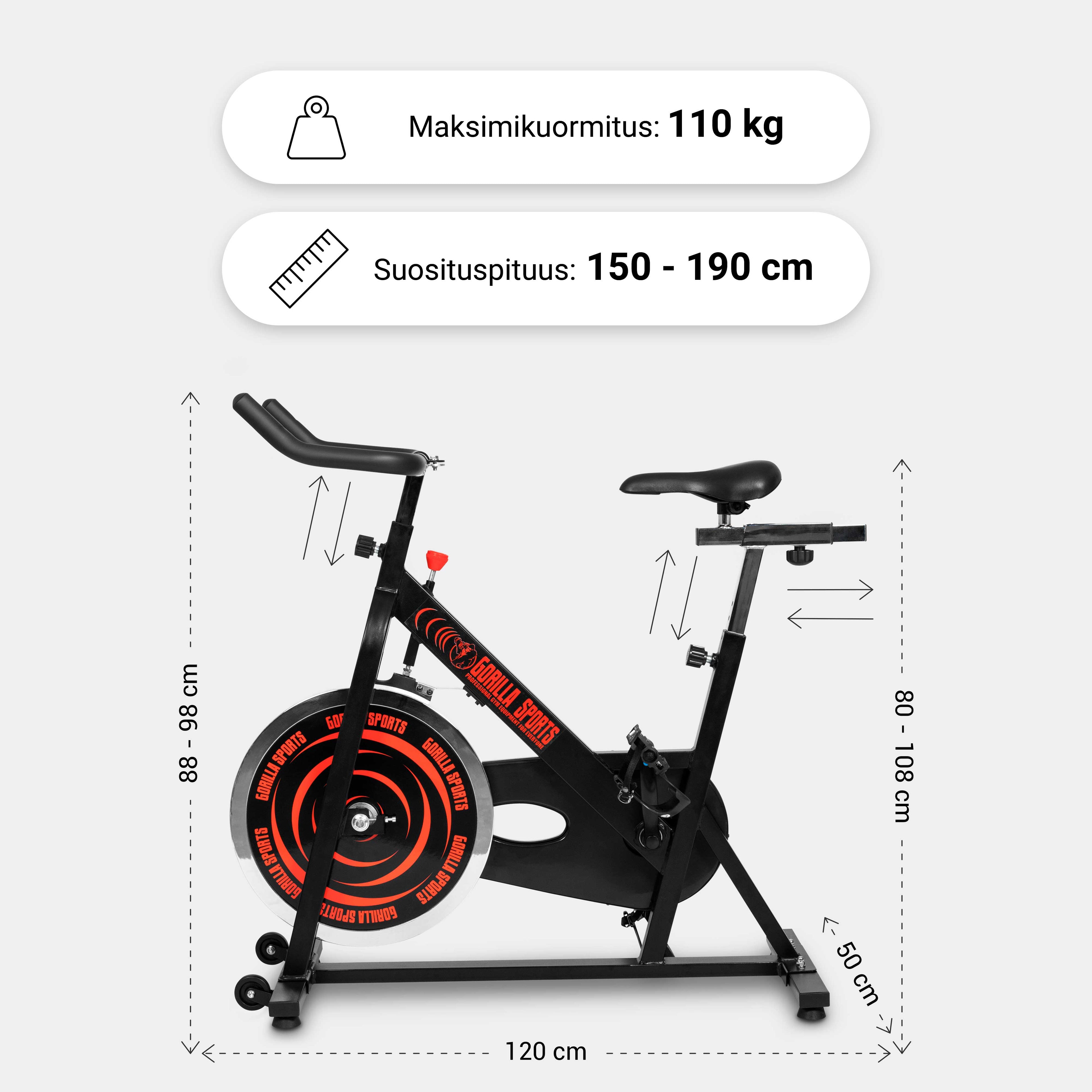 Regulējams spinning velotrenažieris ar 13 kg spararatu
