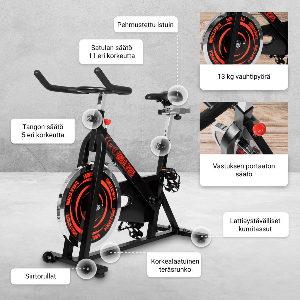 Regulējams spinning velotrenažieris ar 13 kg spararatu